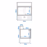 Saladette PREMIUM - 903mm - 240 liter - 2 deuren - met glasopstand voor 5x GN 1/6 & rvs deksel