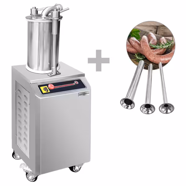 Commercial Hydraulic Sausage Filler - Vertical - 26L - 1.1kW - Stainless Steel - incl. 3 sausage-filler nozzles