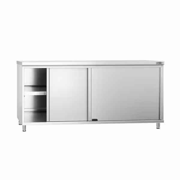 Rozsdamentes acél Munkaszekrény KOPENHAGEN PREMIUM - 1800x600 mm - tolóajtós, 2 ajtós