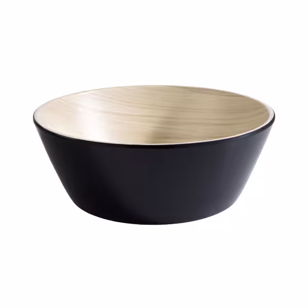 (6 stuks) Schaal - FRIDA - Melamine - 1,2L - rond - Ø200mm - stapelbaar - Zwart, beige