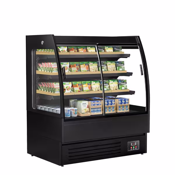 Estantería refrigerada de pared con puertas correderas - 1200mm - 380 litros - con iluminación LED y 3 estantes