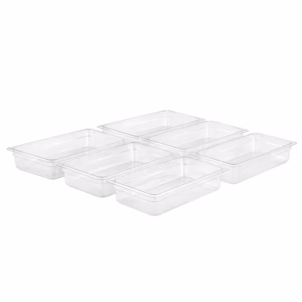 (6 uds) Cubeta de Policarbonato GN 1/3 - Transparente - Altura: 100 mm