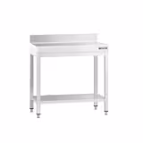 Table de travail en inox PREMIUM - 700x700 mm - avec tablette inférieure et dosseret