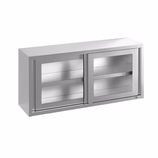 کابینت دیواری استیل - 1200*400 میلیمتر - درب کشویی شیشه ای - 650 میلیمتر ارتفاع