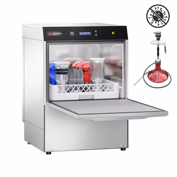 Dubbelwandige vaatwasser SHISHA - Digitaal - 4,9 kW - incl. ontkalker - met reinigingsmiddel-, glansspoelmiddel- & afvoerpomp