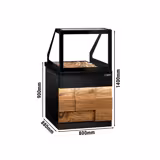 Warm buffet TORONTO - 800mm - houten front - voor 2x GN 1/1 - zwart granieten werkblad