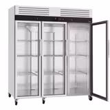 Koelkast RVS ECO - 1800liter - tot +8°C - met 3 glazen deuren - geforceerde koeling, digitaal thermostat, slot & roosters