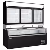 Supermarkt-Wandvrieskast - 2104mm - 346 liter - van -22 tot -18 °C - met 3 glazen draaideuren & 6 schappen - incl. diepvrieseiland - zwart