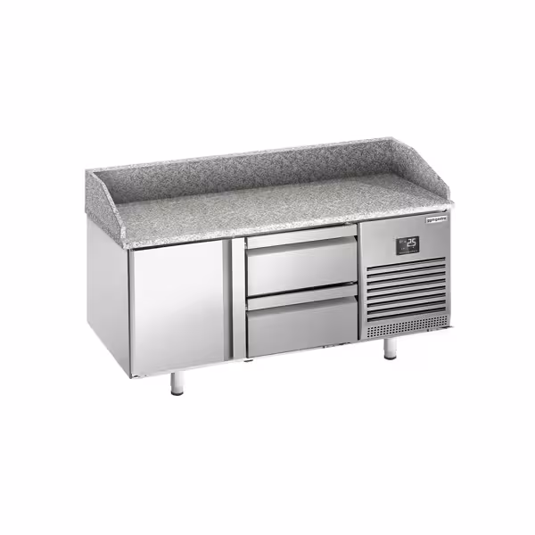 Commercial Refrigerated Pizza Prep Counter Premium PLUS - 1490x700 - 1 Door - 2 Drawers