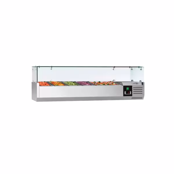 Vitrina rece PREMIUM - 1,4 x 0,4 m - pentru 6x containere GN 1/3N