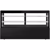 Commercial cake display fridge MADRID - 710L - 2000mm - Double glazing - with 2 glass shelves - rear sliding doors - Black matt