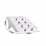 Etagere / Buffet Stand - Stainless steel frame - Chrome - square - Height: 150mm - incl. 12 Melamine bowls 90x90mm - with 12 shelves - suitable for square bowls