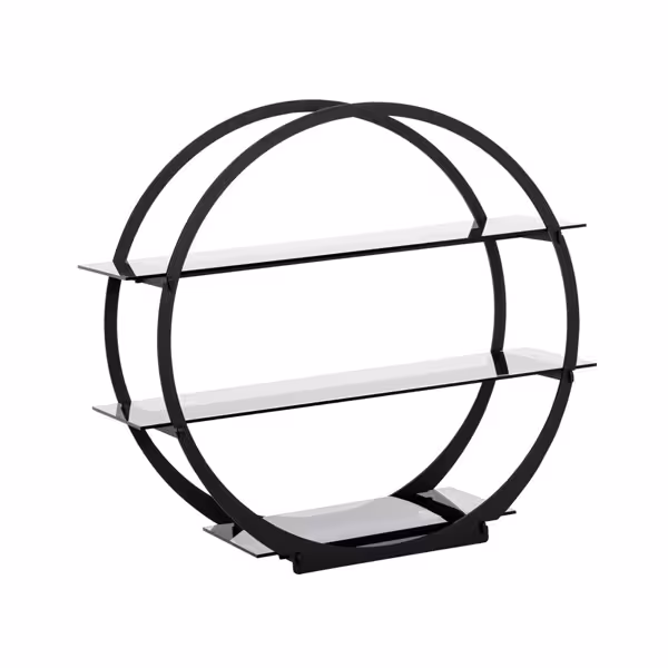 Buffetstandaard - RVS & plexiglas, zwart - rond - Ø540mm - 3-laags