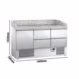 Balcão de pizza refrigerado ECO - 1400x700mm - com tampo em granito - com 1 portas e 4 gavetas