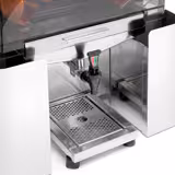 Elektrisk citruspress - 200 W - med 20 apelsiner/min, Ø 60–80 mm, korg ca 22 apelsiner, droppstopp/kran & avtagbar front för rengöring - rostfritt stål