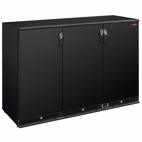 Barkoelkast PREMIUM PLUS - 1350mm - 330 Liter - met 3 volle klapdeuren - zwart