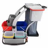 Janitorial Cleaning Trolley - Open - Grey, laundry bag