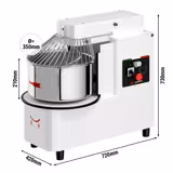 Teigknetmaschine - 22 Liter / 18 kg - 2 Geschwindigkeiten -  Kessel abnehmbar & Rührwerk aufklappbar - Timerfunktion