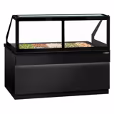 Saladette Série TORONTO - 2000mm - frente preta - 3 portas - com vitrine de vidro para 5x GN 1/1 & 1 prateleira