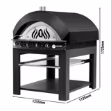 Gas Deck Pizza Oven - Single Deck - 11 - Ø 25cm (10") - Mechanical Controls - Black - up to 400°C - incl. Base frame