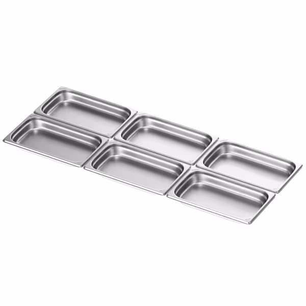 (6 pcs) Stainless Steel Gastronorm Pan GN 1/1 - Depth: 65mm