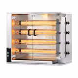 Commercial Gas Chicken Rotisserie Oven – 4-Spit 20-Chicken Capacity - 18.8 kW - Black - Glass Doors