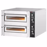 Forno elettrico per pizza - Platea in mattoni refrattari - 910x750mm - 4+4 pizze Ø25cm - 450°C - Meccanico