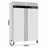 Vrieskast RVS ECO - 1200 liter - 2 deuren - Kunststof binnendeur