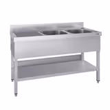 Stół ze zlewem ECO - 1400x700x970mm - z półką - 2-komorowy komory po prawej stronie