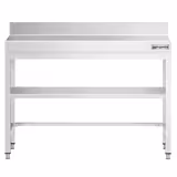 Tavolo da lavoro in acciaio inox PREMIUM - 1000x600mm - con ripiano inferiore & alzatina & traversi di rinforzo