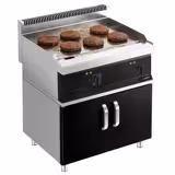 Commercial Electric Griddle - with Hard Chrome Plate - 8.0kW - Smooth Plate - Cooking area: 795x535mm - with Cabinet Base - 2 Doors