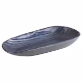 (6 unid) Prato Fundo oval - LOOPS - Melamina - 340x155mm - Azul/Cinzento