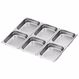 (6 Stück) Edelstahl-Behälter GN 1/2 - gelocht - Höhe: 65mm