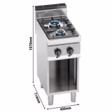 Gas Hob - 14kW - 2 burners - with open base shelf