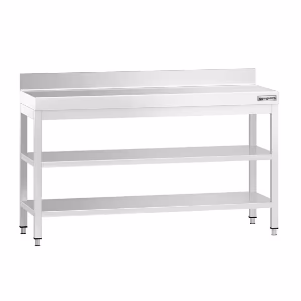 Çalışma Tezgahı - Paslanmaz Çelik - PREMIUM - 1500x800mm - Alt ve Ara Raflı, Sırtlı