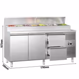 Pizza Hazırlık Buzdolabı ECO - 1795x700mm - 2 Kapılı + 2 Çekmeceli - 8 x GN 1/3