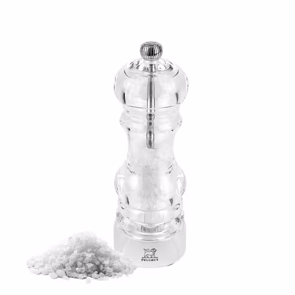 (6 pieces) PEUGEOT | NANCY Salt Mill Grinder – Clear Acrylic - 18 cm - Hardened Steel Mechanism