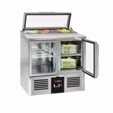 Saladette PREMIUM - 900mm - 2 glazen deuren - met ingang voor 4x GN 1/3 & Glazen deksel