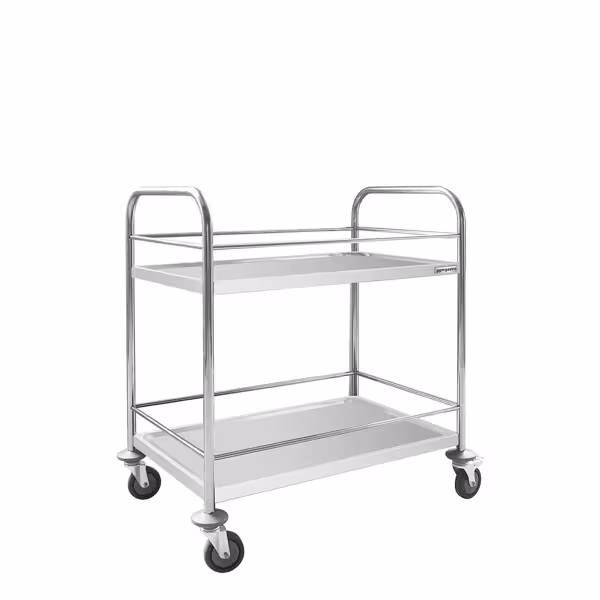 Serveerwagen - 805x460mm - met 2 bladen & versteviging & geluidsarme zwenkwielen