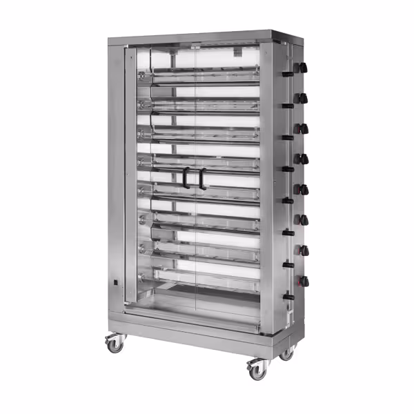 Gas kippengrill roterend - 47,2kW - 8 spitten voor 48 kippen