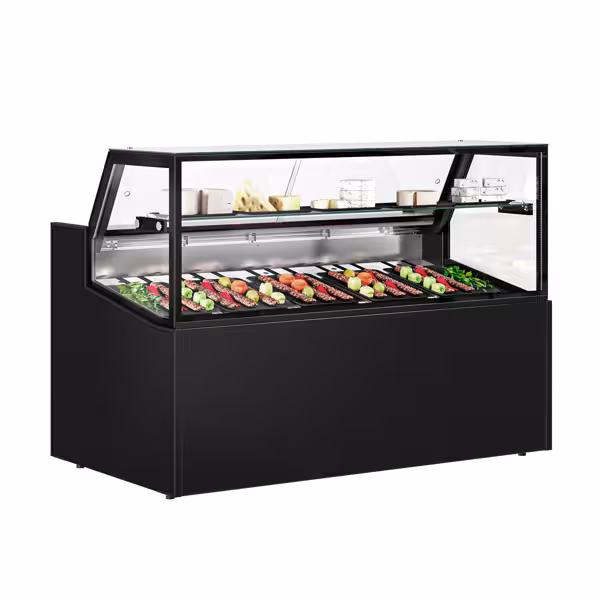 Csemegepult - 1580x910 mm - 230 liter - ventilációs - dupla üvegezés - 1 polccal - fekete