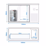 Comptoir de bar réfrigéré PREMIUM - 1550x700mm - 2 portes vitrées