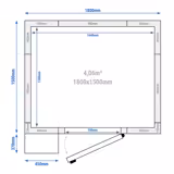 Em aço inoxidável AISI 304 Câmara frigorífica - 1800x1500mm - 4,06m³ - incl. Unidade de refrigeração
