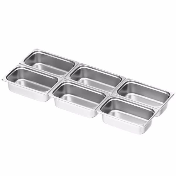(6 pz) Bacinella GN in acciaio inox GN 1/1 - Altezza: 150mm