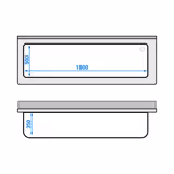 Plonge à marmites en inox PREMIUM - 2000x700mm - avec étagère basse & 1 bac