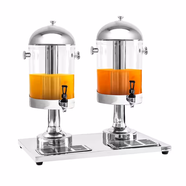 Sapdispenser - 2x7,5 liter - RVS - incl. afdruipschaal, centrale koelbuis & geperforeerde cilinder