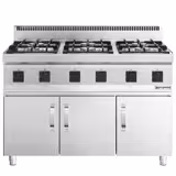 Cocina a gas - 36kW - 6 fuegos - con subestructura con 3 puertas 