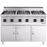 Plynový sporák - MARIO 700 - 1200x700x1000 mm - 36,0 kW - 6 hořáky - samostatně stojící jednotka - vč. podstavce s 3 dveřmi