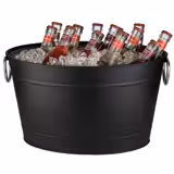Wine & Champagne Tub - TIN - Galvanised Steel - 11 litres - Height:220mm - Black - with plastic insert