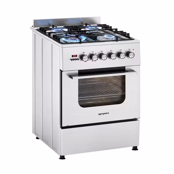 Commercial Gas Cooker – 4 Burners (8.4 kW) – 600 mm – with Electric Oven (3.85 kW)